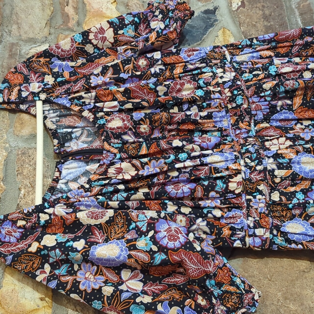 Ann Taylor Batik Autumn Leaves Midi Flare Dress - Picture 6 of 14